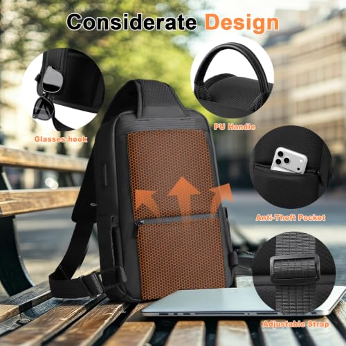 Men's Crossbody Sling Bag 9L Water-Resistant Shoulder Bag for 11.3-Inch Tablet