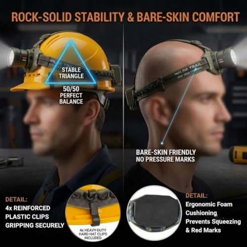 Rechargeable 2000-Lumen Headlamp with 6000mAh Battery Pack, Zoomable 180° Tilt IP65