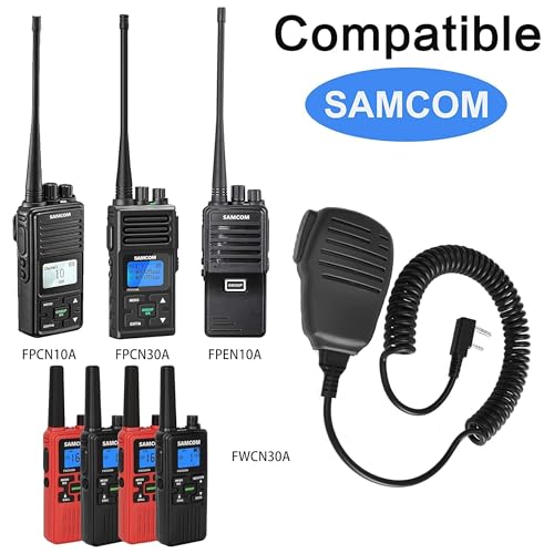 SAMCOM 6 Pack Walkie Talkie Shoulder Microphones with PTT for Two-Way Radios