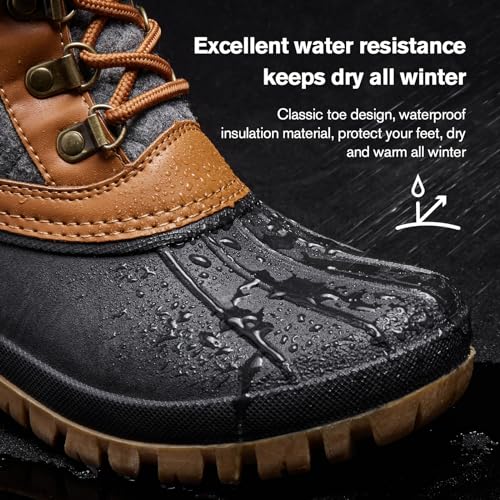 ALEADER Women's Waterproof Snow Boots Brown Grey Winter Duck Boots Size 7