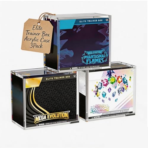 EAVAN Clear 3-Pack Acrylic ETB Protector Cases with Sliding Magnetic Lid