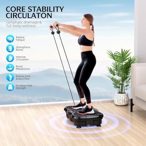 GMCXAX Black Vibration Plate Exercise Machine for Weight Loss & Muscle Recovery