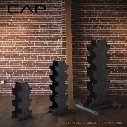CAP Chrome Handle 300 lb Dumbbell Set with Black Rack - Space-Saving Home Gym Equipment