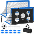 Blue Soccer Goals 6x4 FT Portable Kids Soccer Goal Set with Accessories - 2 Pack