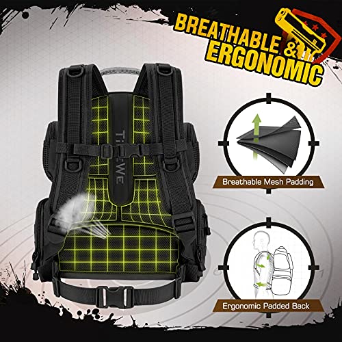 TIDEWE Black Gun Range Backpack with Pistol Cases & Ammo Storage