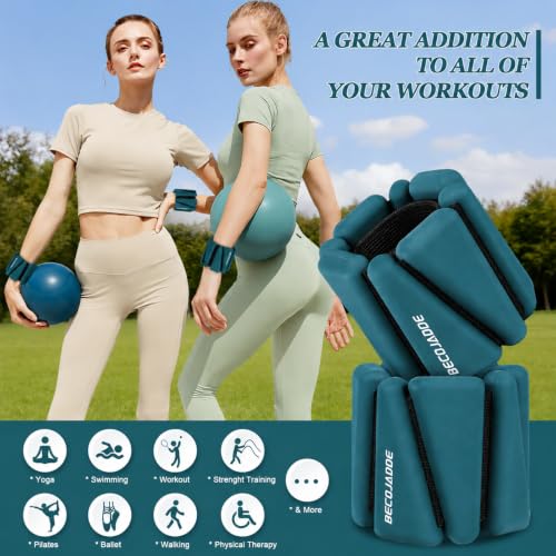Adjustable Ankle Weights Set of 2 - 4 lb Pair with Variation Deep Emerald for Fitness
