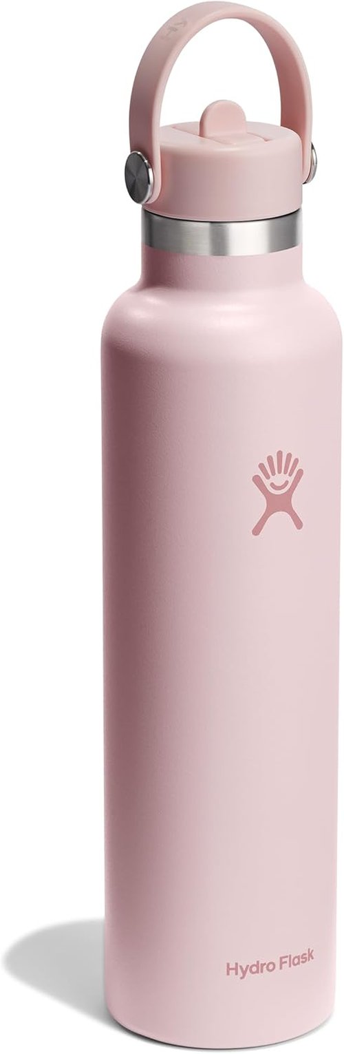 Hydro Flask Water Bottle - Insulated Stainless Steel - Leakproof Straw Lid | 24 Oz Trillium Pink