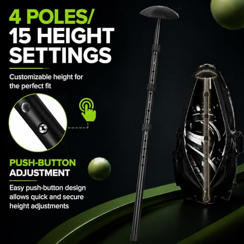 Professional Stiff Arm Golf Travel Bag Support Pole - Black