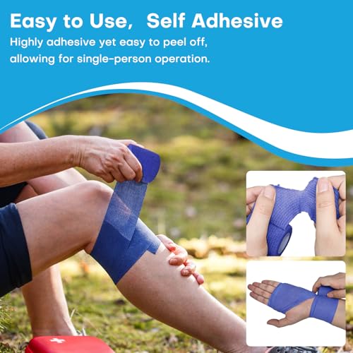 Skin Color Cohesive Bandage Wrap 2 Inch x 5 Yards - 12 Pack Self Adhesive Athletic Tape for Injury Recovery & First Aid