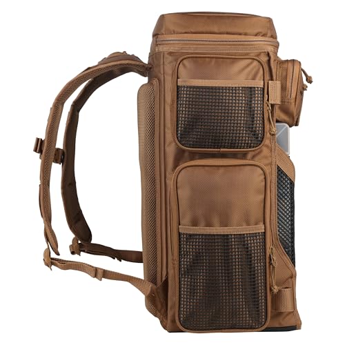Heavy Duty Fishing Tackle Backpack with 6 Trays & Rod Holders - Open Access Design