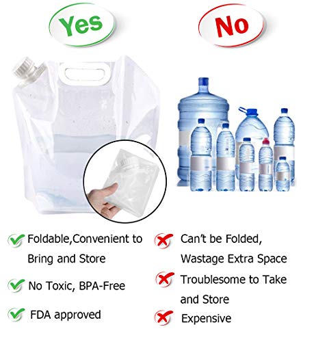 SUPANT 2.6 Gallon (10L) Collapsible Emergency Water Jug Set - 4 Pack, Freezable BPA-Free Plastic Outdoor Water Containers
