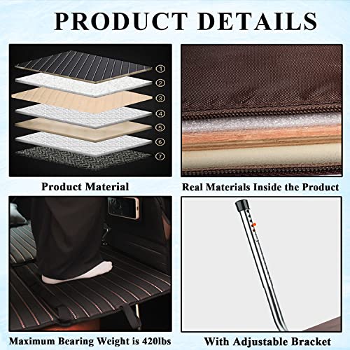 Heart Horse Black Foldable Non-Inflatable Car Mattress with Adjustable Brackets for SUV Truck Back Seat Travel Camping Pet