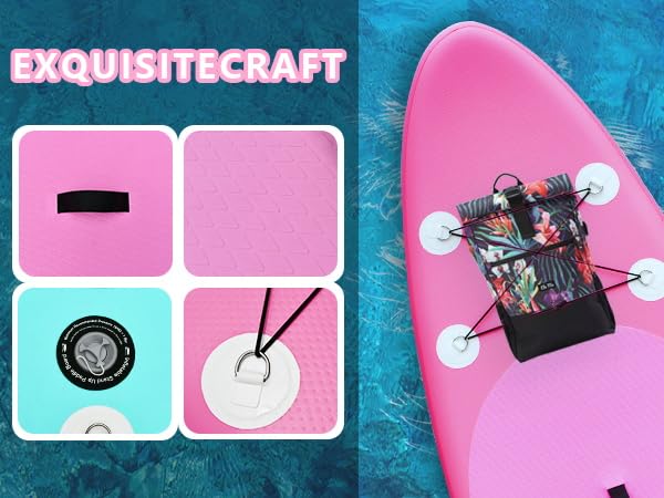 Kids Inflatable Stand Up Paddle Board with Accessories - 7'10" Pink & Green