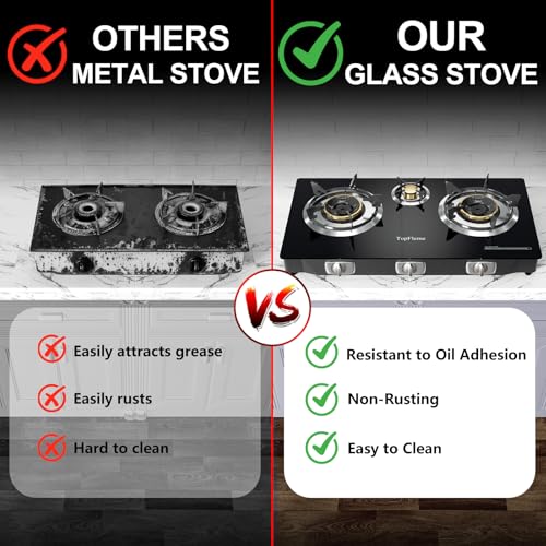 Black 3 Burner Propane Stove - 32,300 BTU Outdoor Gas Cooktop with Auto-Ignition