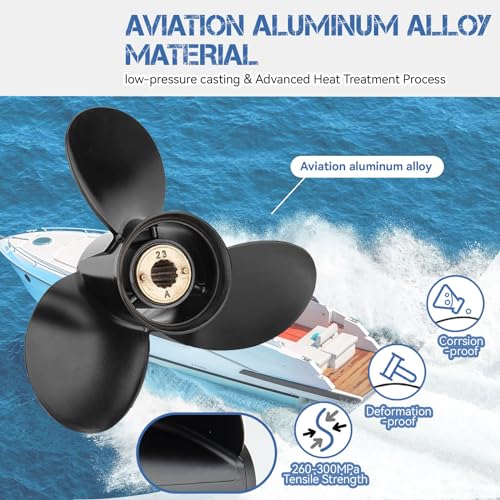 Qiclear 10 3/8 x 13 Boat Propeller Fit Mercury 30-70HP OEM 48-73136A45