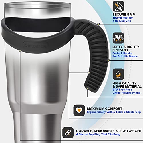 Chillout Life Handle for 30 oz YETI & Ozark Trail Tumblers - Black 2 Pack