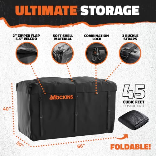 XXLarge 66x30x14 Inch High Rail Trailer Hitch Cargo Carrier with Waterproof Bag & Lights