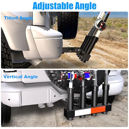 Rumoid Adjustable Hitch Fishing Rod Holder for 2-Inch Receiver, 4 Rod Capacity