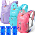 Kids Hydration Backpack Set with 1.5L Water Bladder - Lightweight, Insulated, Pink/Purple/Cyan