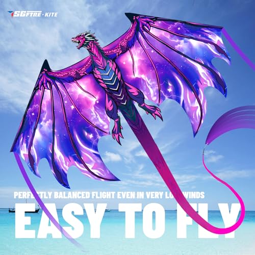 Kids & Adults Complete Purple Kite with Handle & 100ft Line - Easy to Fly for Outdoor Fun