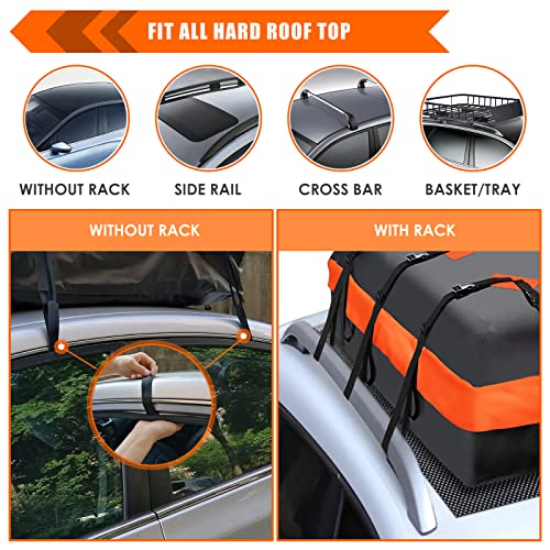 Car Roof Bag Waterproof Rooftop Cargo Carrier 15 Cubic Feet - Universal Fit