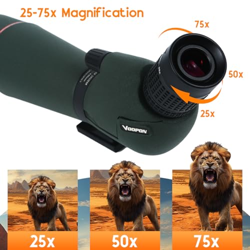 25-75x80 HD Spotting Scope with BAK4 Prism Waterproof Phone Adapter & Carrying Bag