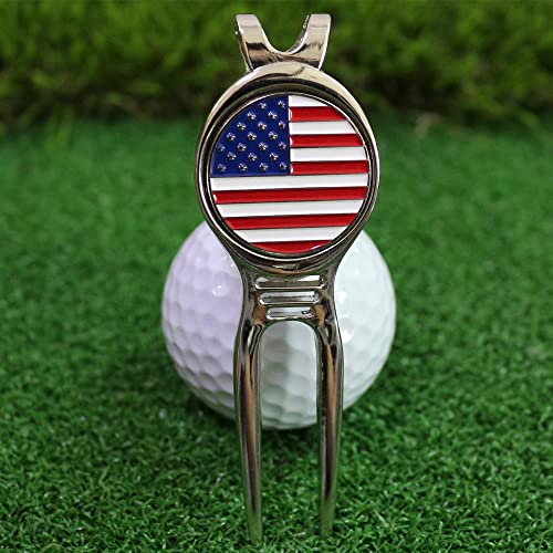 Golf Divot Repair Tool with 24.5mm Ball Marker - Silver