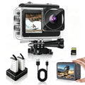 Fceoul Action Camera 1080P FHD 16MP Waterproof Dual Screen Black