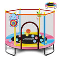 LASTJUMPER Mini Toddler Trampoline 2-10 Years with Safety Enclosure & Basketball, Blue+Yellow+Pink
