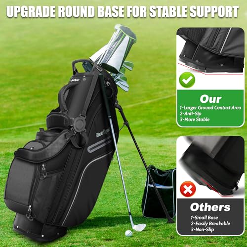 Beutyal 14-Way Golf Stand Bag with Full Length Dividers & Cooler - Black