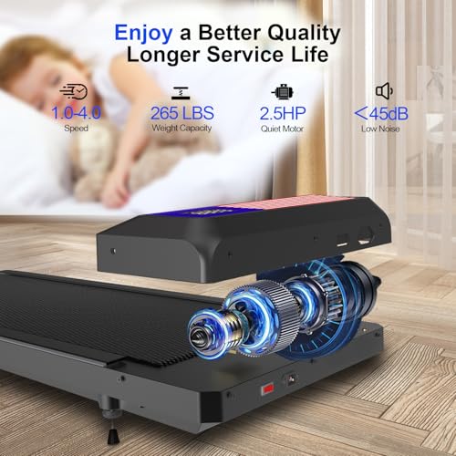 Upreign Under Desk Treadmill with 5% Incline, 2.5HP Portable Walking Pad with Remote & LED Display
