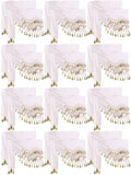 White Belly Dance Hip Scarf with Gold Coins - 24 Pieces Costume Accessories