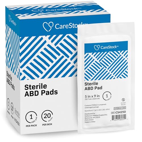 CareStock Abdominal Pads 20 Pack - Sterile Heavy Absorbency 5 x 9 in