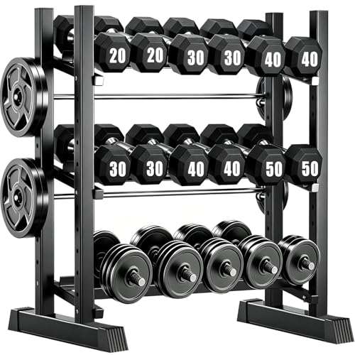 3-Tier Dumbbell Rack with 1500LB Capacity - Adjustable Weight Storage for Home Gym