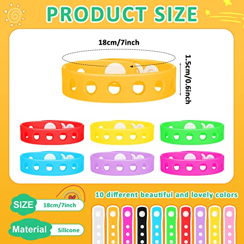 Silicone Wristbands Set - 30 Pieces, 10 Colors, Adjustable, Waterproof