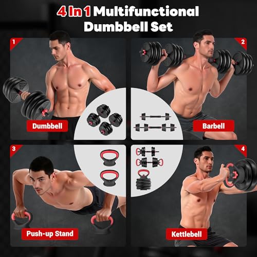 94LB Adjustable Dumbbell Set with 4-in-1 Function for Home Gym - GOIMU