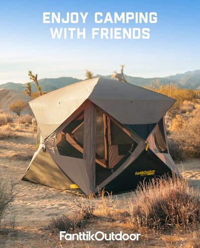 FanttikOutdoor Alpha C4 Ultra 4-Person Pop-Up Camping Tent Khaki | Instant Setup Rainfly