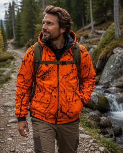 TrailCrest Men's 2X Orange Camo Waterproof Insulated Tanker Jacket - Blaze Orange