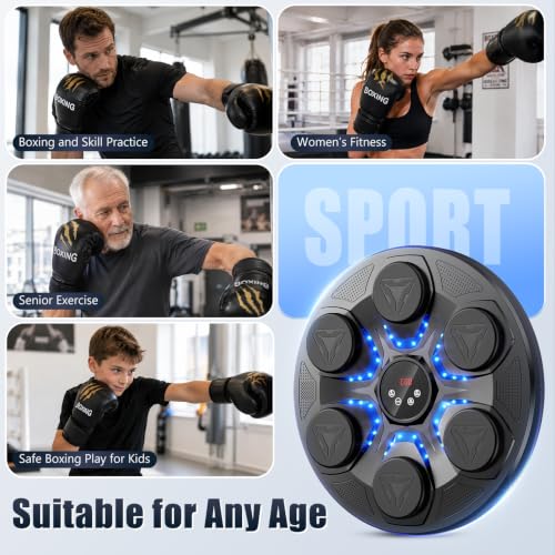 Music Boxing Machine with Gloves - Black - Kids & Adults Fitness Equipment