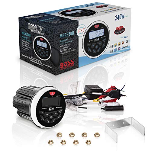 BOSS MGR350B Marine Bluetooth Boat Stereo Receiver – Weatherproof, No DVD