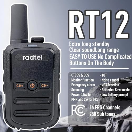 Radtel RT12 Rechargeable Walkie Talkies 16CH Long Range Two-Way Radios for Camping Hiking (8 Pack)