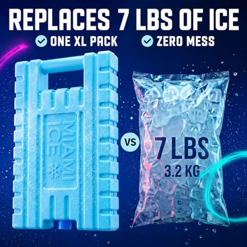 Healthy Packers Miami Ice XL Reusable Cooler Ice Pack 3-Pack - 12x9 Inch, Keeps Cold 24-48 Hours, BPA-Free, Large Freezer Packs for Coolers