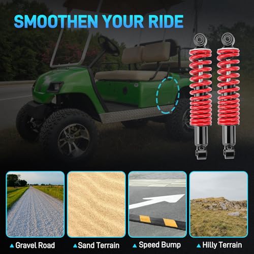 Red Heavy Duty Rear Golf Cart Shock Absorbers for Yamaha G14-G29 Models - Spring Suspension