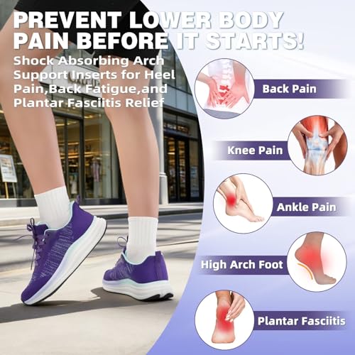 Women's Orthopedic Road Running Shoes - Dark Purple, 9.5 W2 Supportive Sneakers for Foot Pain Relief