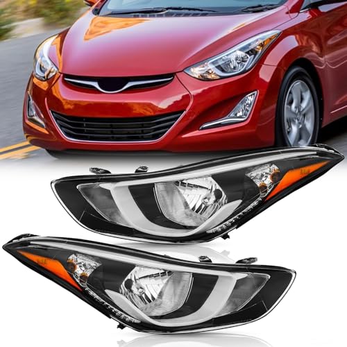 Hyundai Elantra Headlight Assembly 2014-2016 Pair with Bulbs - Passenger & Driver Side