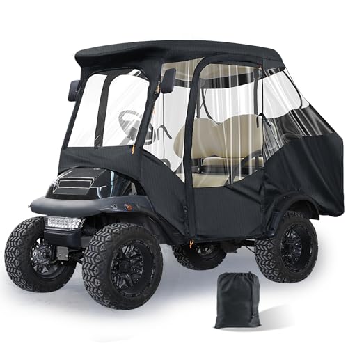 Golf Cart Enclosure for 4 Passengers Waterproof Rain Cover with Clear PVC Windows