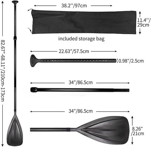 LBW Stand Up Paddle Board Paddle - Adjustable 3-Piece Aluminium Alloy Oars with Storage Bag | Lightweight & Durable
