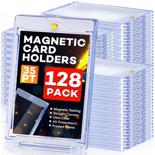 ZENOWICK 128 Pack Magnetic Card Holders 35pt One Touch Card Display Case