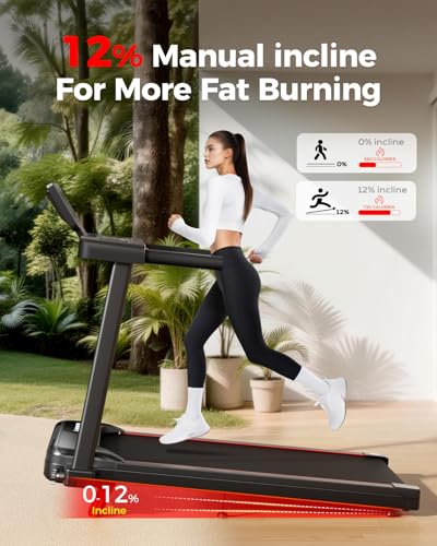 Abonow Foldable Home Treadmill with 12% Incline - Black