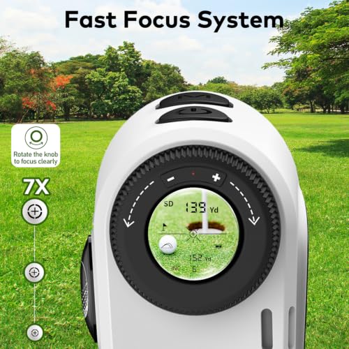 KOKVP White Golf Range Finder with Slope, 1200 Yards, Magnetic Mount, Flag Lock